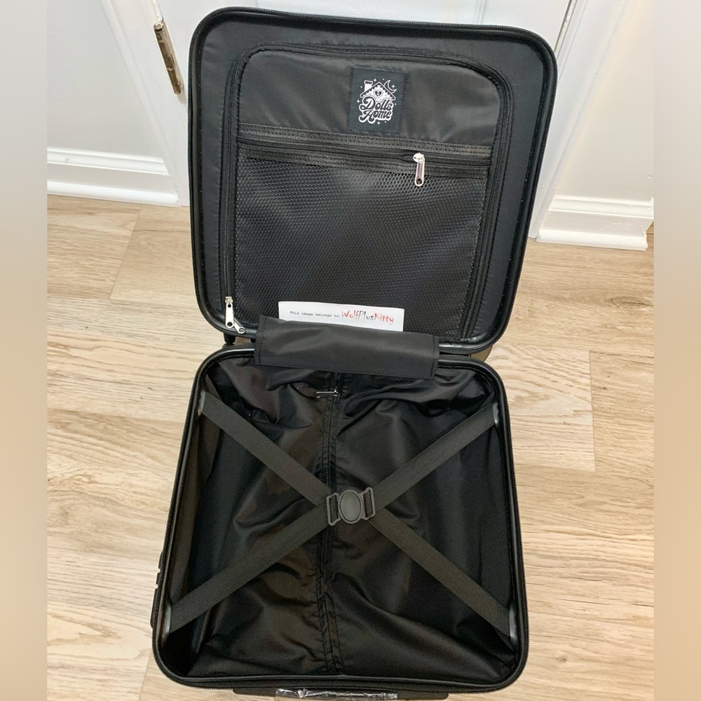 Dolls Kill Pretty Positive Cattitude Kitty Cat Rolling Suitcase - Black - NEW - Picture 2 of 14